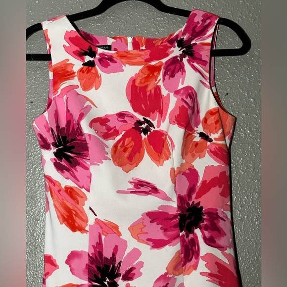 Mario Serrani Fitted White Dress Floral Print Sleeveless Women’s Size 2 Party - Picture 3 of 16